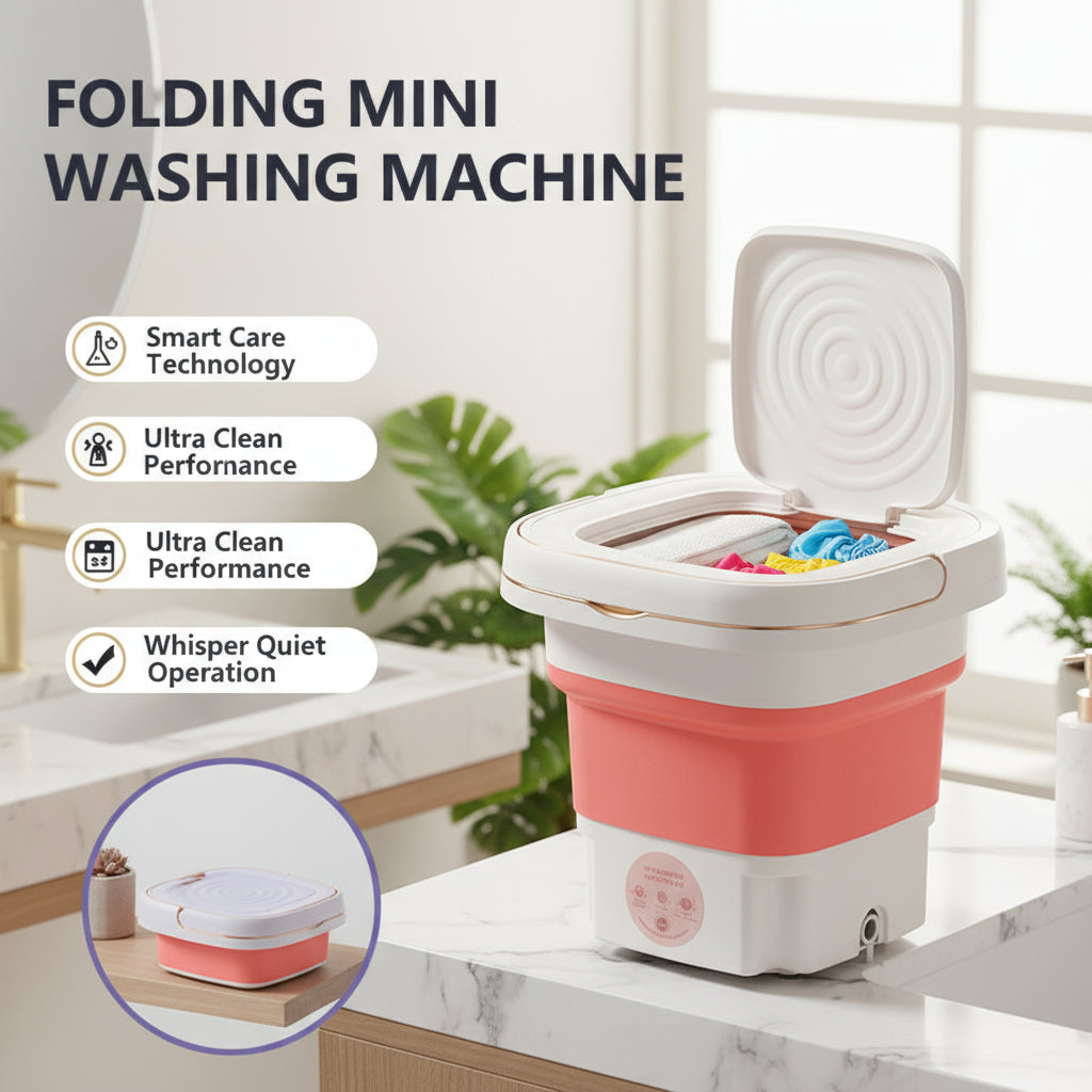 8L Portable Small Foldable Washing Machine with Spin Dryer For Socks Underwear Panties Washer Household Mini Washing Machine