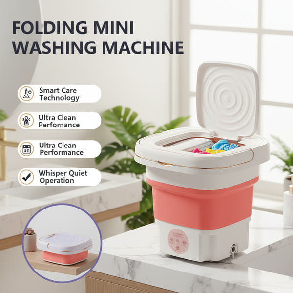 8L Portable Small Foldable Washing Machine with Spin Dryer For Socks Underwear Panties Washer Household Mini Washing Machine